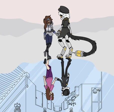 A work-in-progress art piece with SD-N and my human sona! A work-in-progress art piece with SD-N and my human sona!